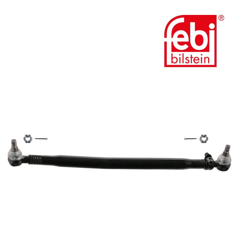 Drag Link with castle nuts and cotter pins, from steering gear to 1st front axle