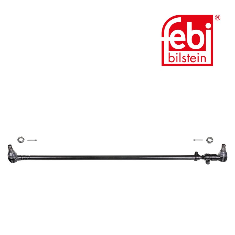 Drag Link with castle nuts and cotter pins, from steering drive to idler arm, 2nd axle