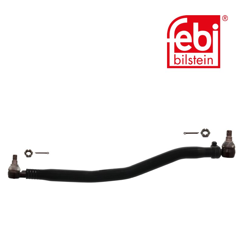 Drag Link with castle nuts and cotter pins, from steering gear to 1st front axle