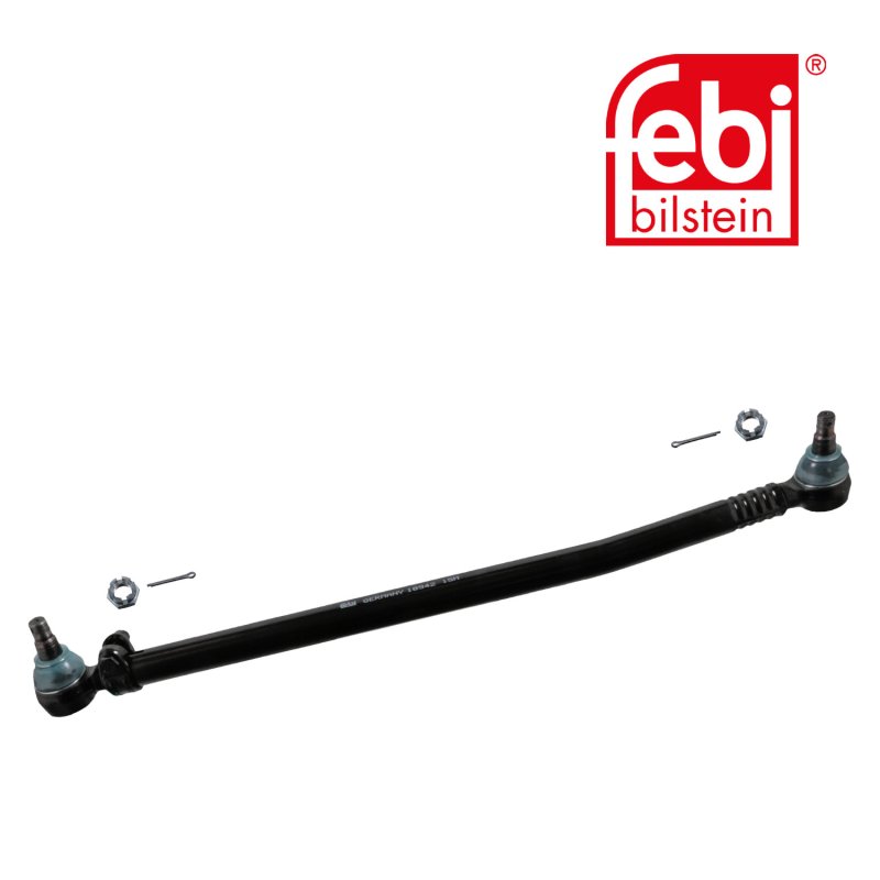 Drag Link with castle nuts and cotter pins, from steering gear to 1st front axle
