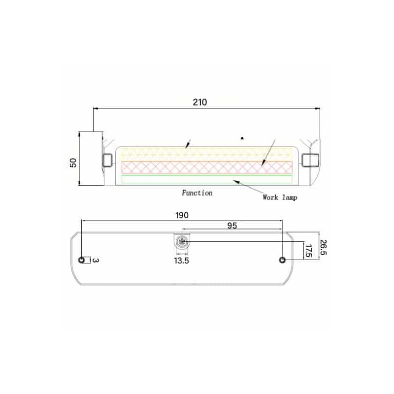 LED ADR Rücklicht Aufsatz inkl. Arbeitsscheinwerfer 24V