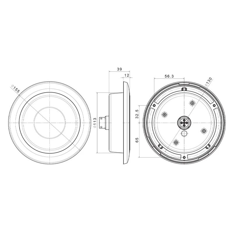LED dark-look rear light black 12-24V 100cm cable, flush mounting