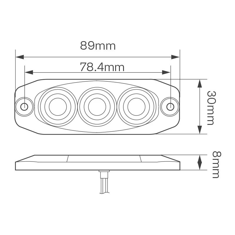 LED Kompaktes Rücklicht 12-24V (helle Linse)