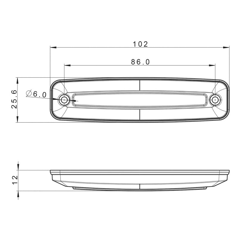 LED markeerlicht wit 12-24V 15cm. kabel