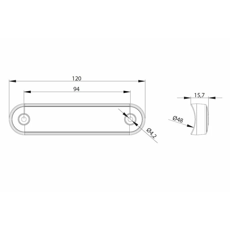 LED Positionsleuchte -lang weiß | 12-24V | 0,15m Kabel