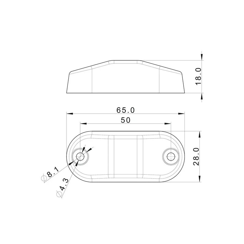 barre de position LED blanc foncé 12-24V 15cm de cable