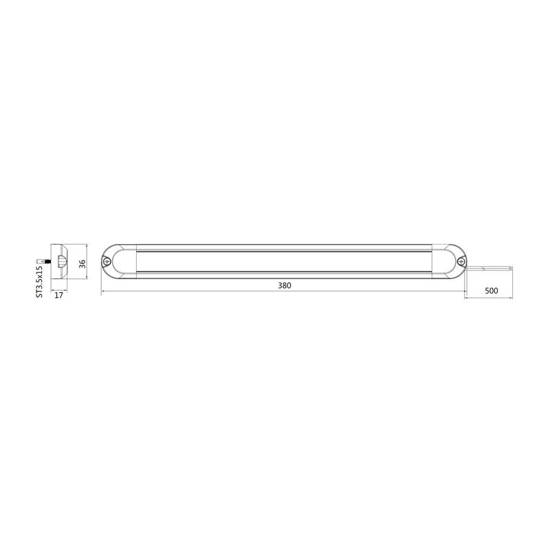 LED interior lights 38cm - 12-24V - touch - 50cm cable
