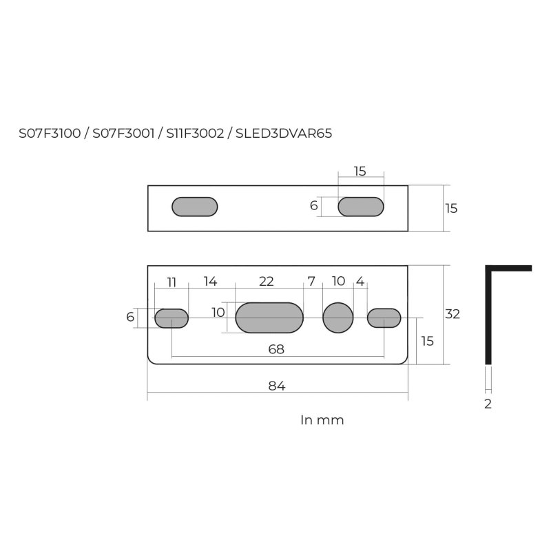 Montagebügel für S07F3001 / S07F3100 / S11F3002 /SLED3DVAR65