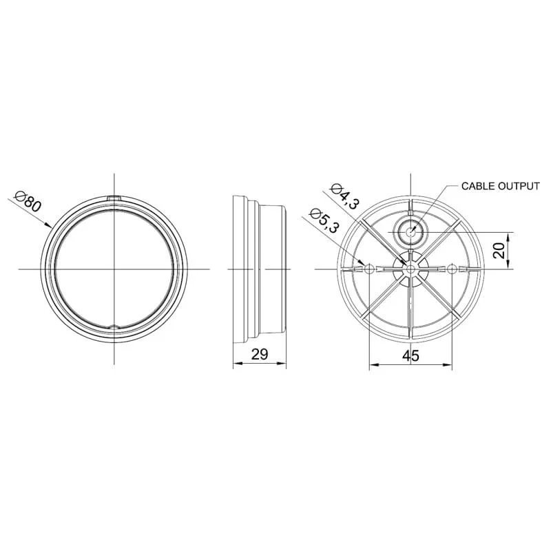 LED markeringslicht amber | 12-24V | 50cm. kabel
