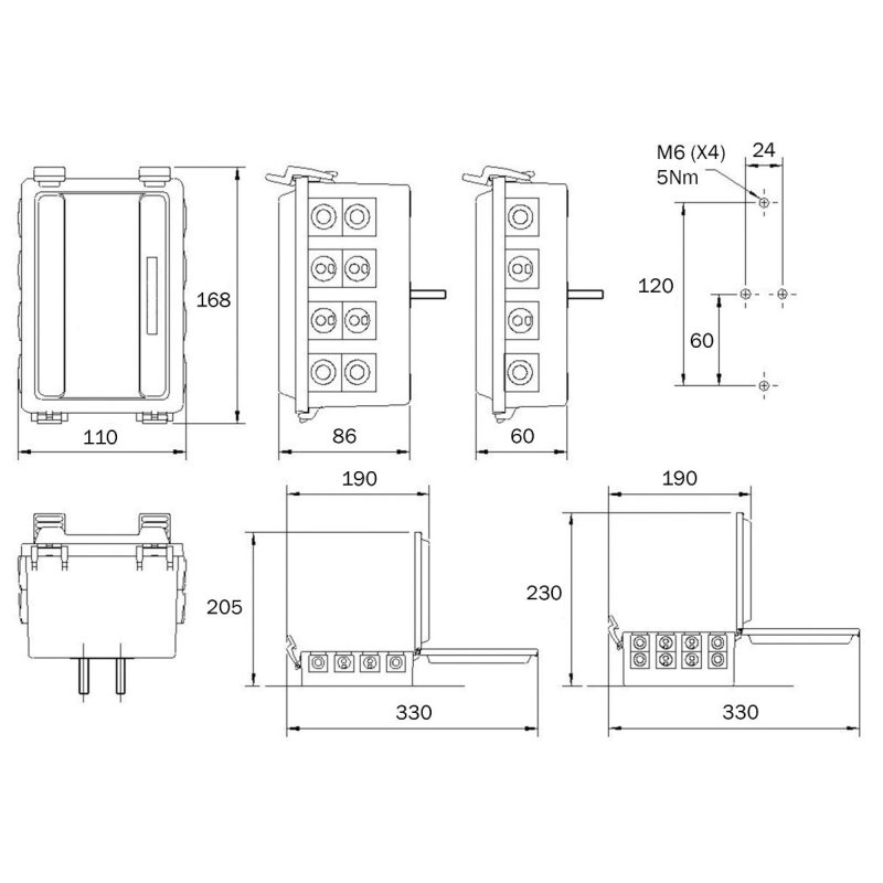 connectionbox laag model 8x ingang IP54