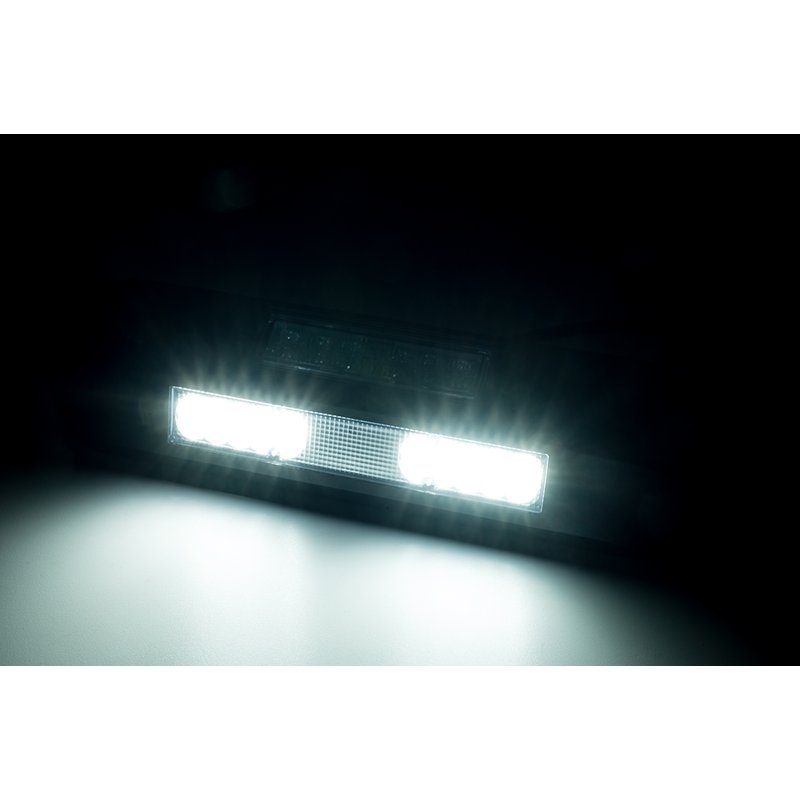 LED zij-werklamp + amber R65 flitser, 4000K, zwart huis 12-2