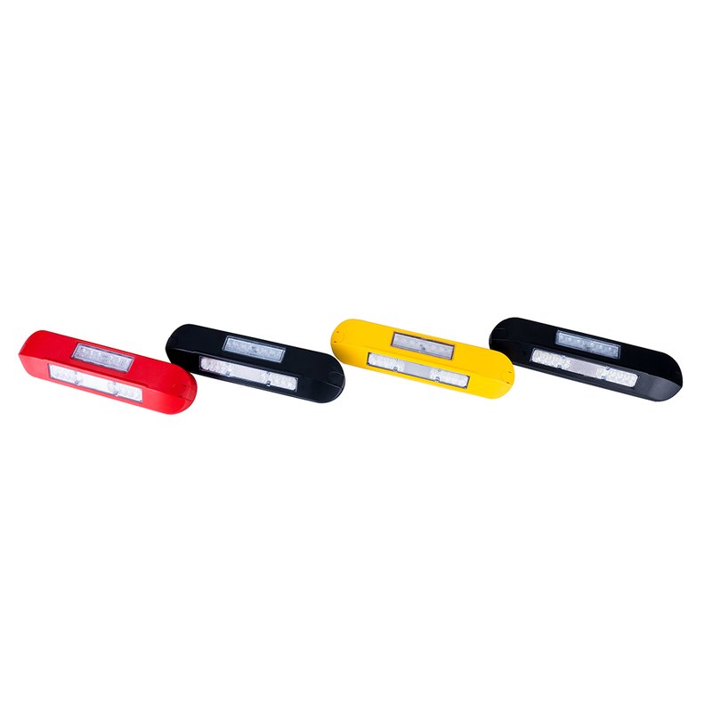 LED zij-werklamp + amber R65 flitser, 4000K, zwart huis 12-2