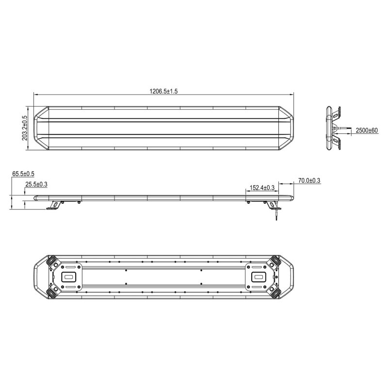 LED dakset amber | 1206mm | 12-24V | incl. controller