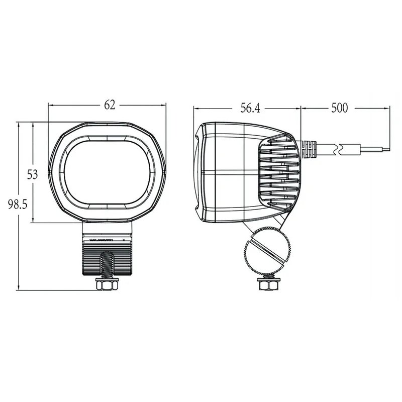RED line LED heftruck lamp | 10-80v | 50cm. kabel
