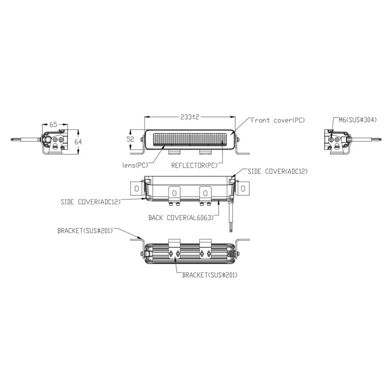 skybar 230 incl. amber-white position light & warning lights 3600lm