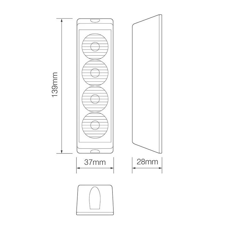 LED flitser 4 LED's | blauw | 10-30v