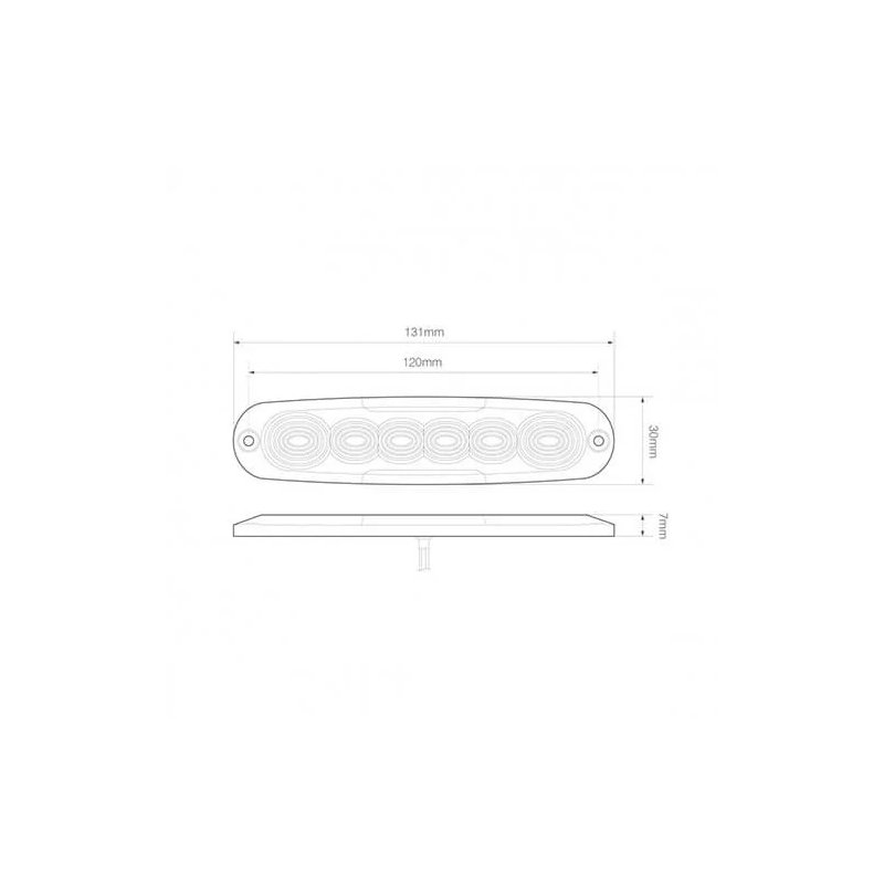 slimline LED flitser | R65 | 6 LED's | amber | 10-30v