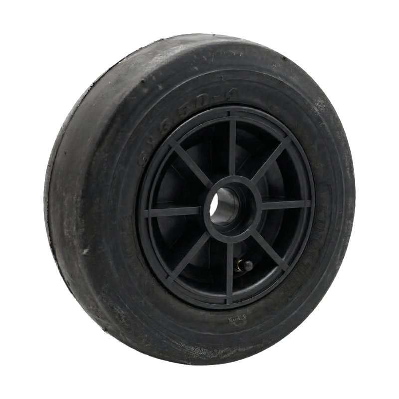 air tire + wheel 9x3.50-4 2.10x4 ET0 plain bore Ø20 NL75mm plastic KT-739G black