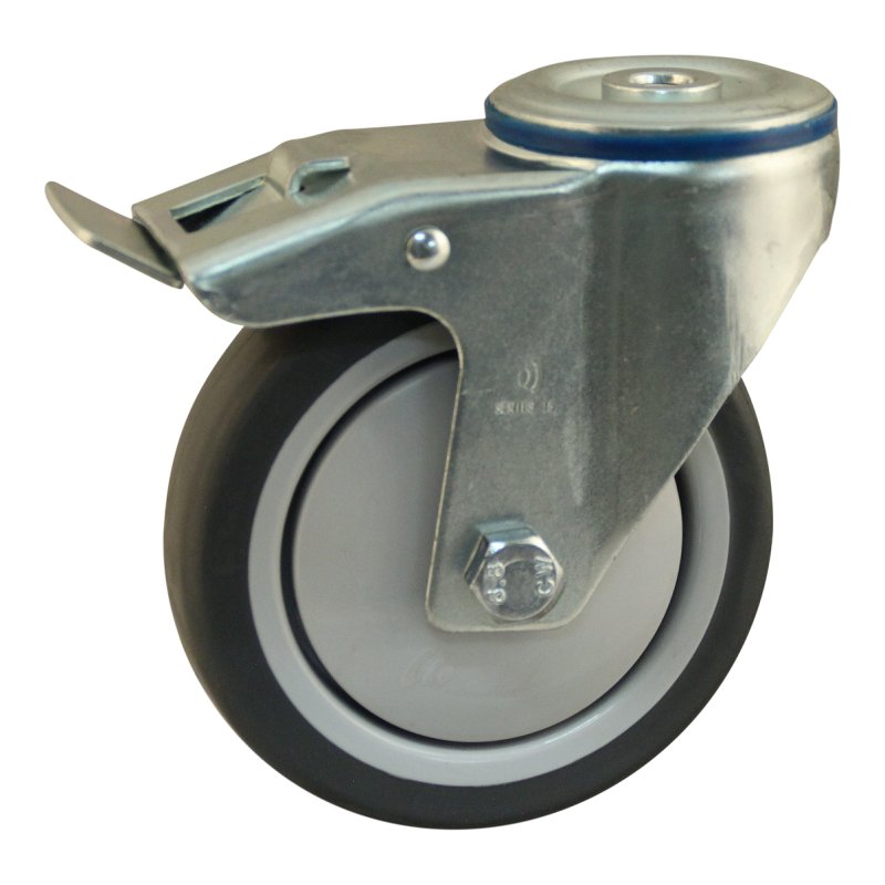 roulette pivotante avec frein 125mm serie 19 ᠆ 15 trou pour boulon roulement à billes