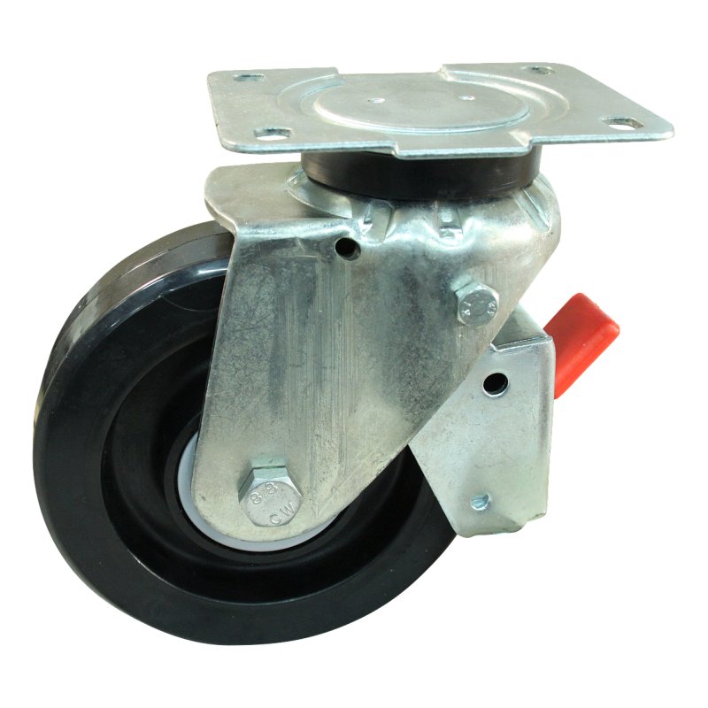 zwenkwiel geremd 125mm serie 07 ᠆ 14 plaatbevestiging kogellager