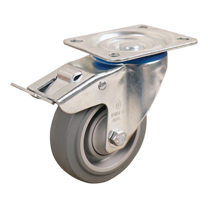 swivel castor with brake 80mm series 15 ᠆ 15 plate mounting ball bearing