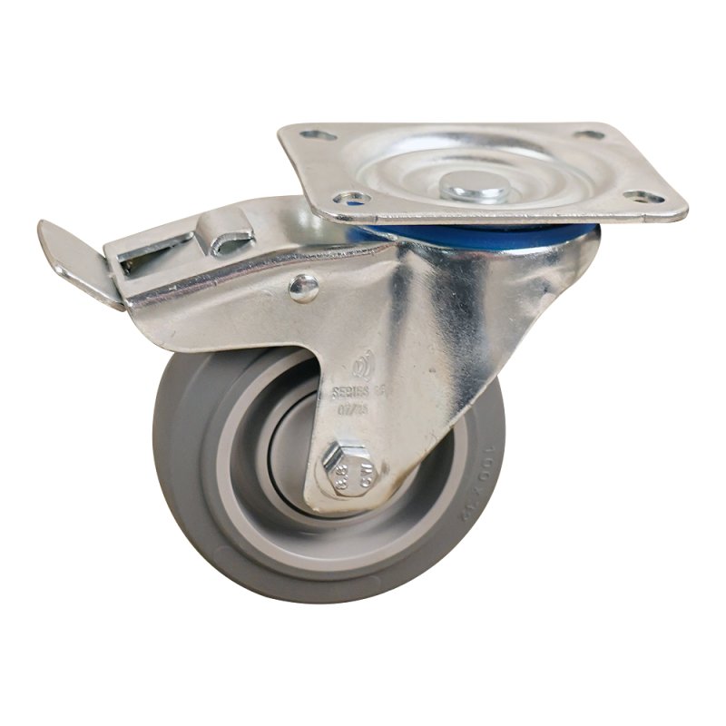 swivel castor with brake 80mm series 15 ᠆ 15 plate mounting ball bearing