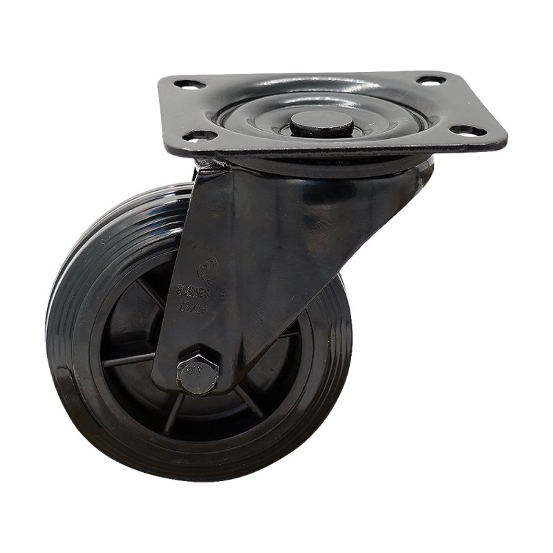 swivel castor 100mm Novio Black series 06 ᠆ 15 plate mounting roller bearing