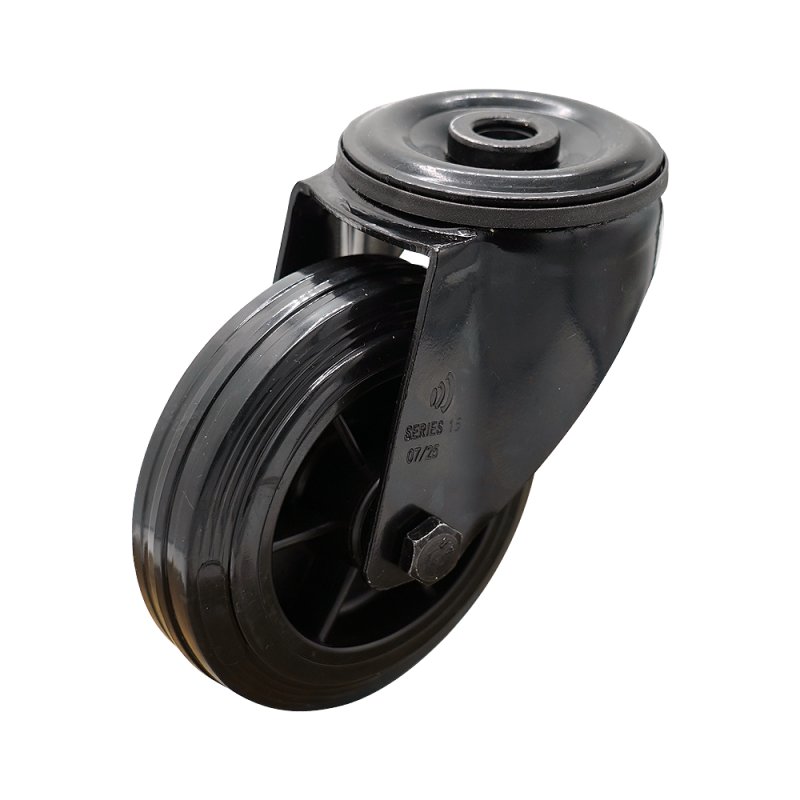 roulette pivotante 100mm Novio Noir série 06 ᠆ 15 trou pour boulon roulement à rouleaux
