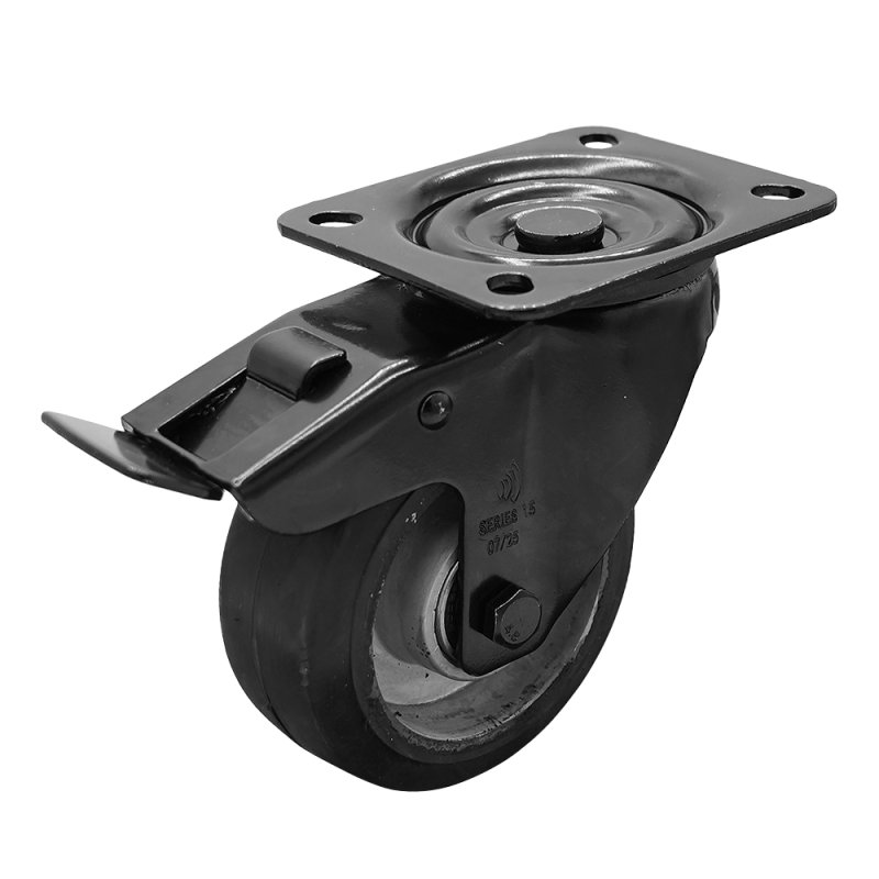 zwenkwiel geremd 125mm Novio Black serie 10 ᠆ 15 plaatbevestiging kogellager