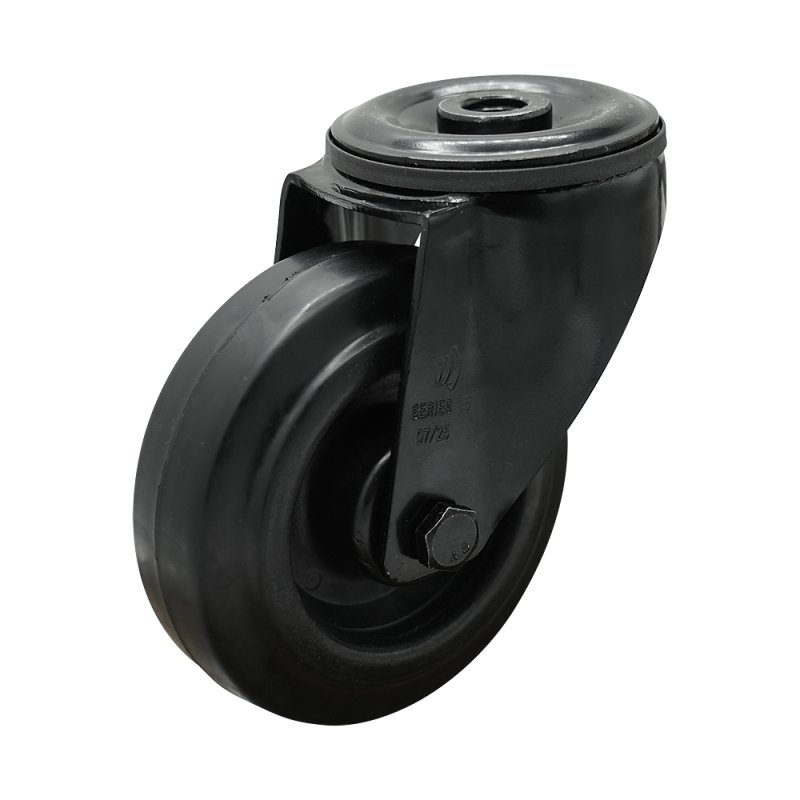 swivel castor 125mm Novio Black series 07 ᠆ 15 bolt hole roller bearing