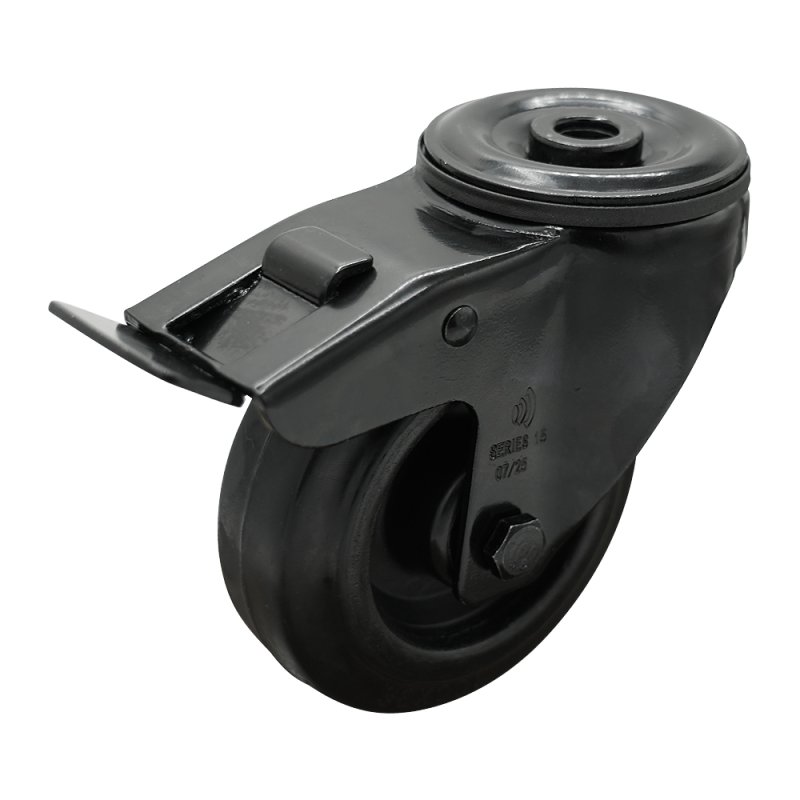 swivel castor 80mm Novio Black series 07 ᠆ 15 bolt hole roller bearing