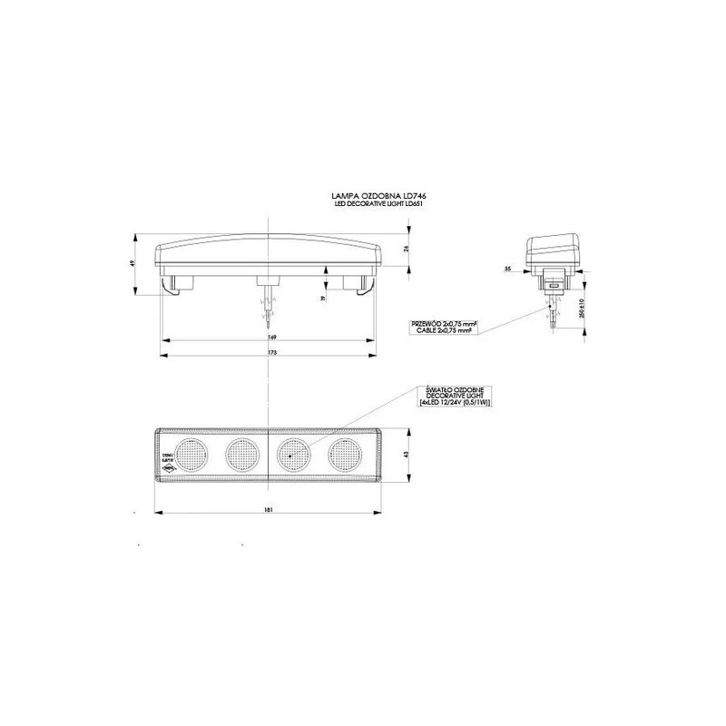 LED top lights | 12-24V | amber
