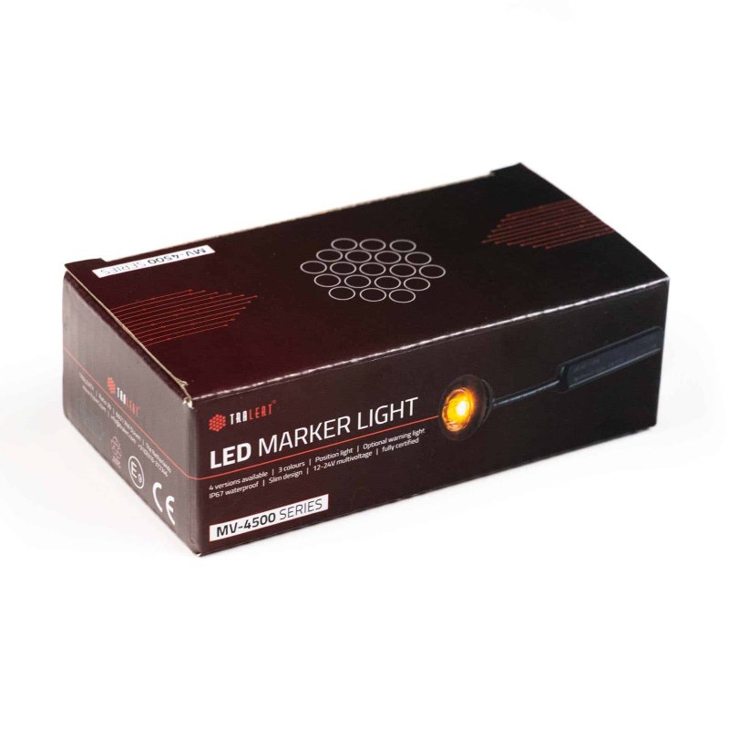 LED markeerlicht wit met R65 flitser 12-24V 200cm kabel