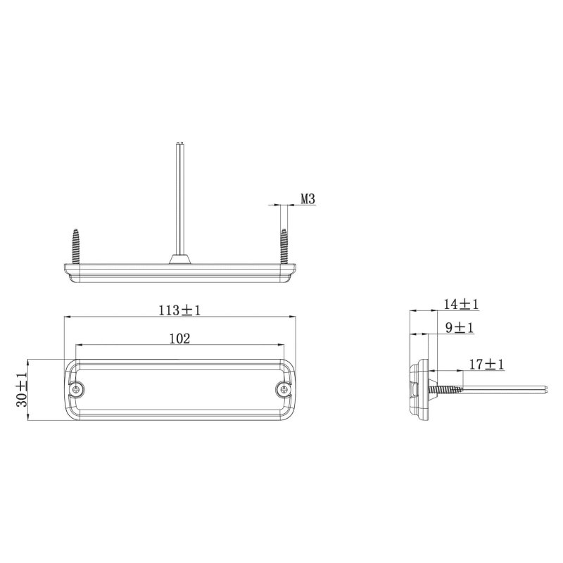 LED R65 flitser 6-LED amber 12-24V 200cm kabel
