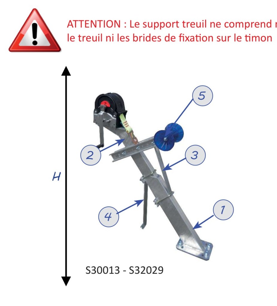 SUPPORT TREUIL REGLABLE + BUTEE COMPLET