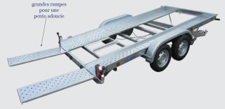 Porte voiture 2500kg  + 2 cales roues + treuil