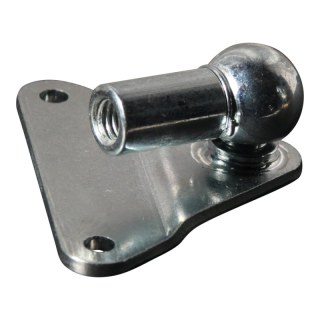 plaque de montage avec boule, boule et support zingué complet, triangle 62x62x3,0, 2 trous Ø5,3mm sur 55mm. Robinet Ø13x9,5mm. p
