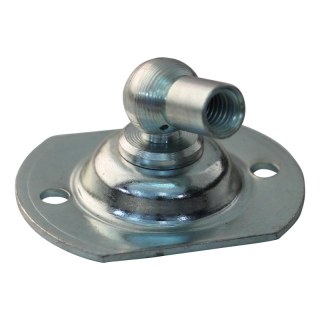 plaque de montage avec boule, boule et support BA20/K10+PF18 zingué rond 55x2mm, 2 trous Ø5mm à 41mm. Hauteur 22mm, Boule 10mm,