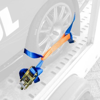 sangle d'arrimage pour transporteur de voiture avec boucle de liaison bleu/lboucle de lingne orange 50 x mm 3500mm polyester
