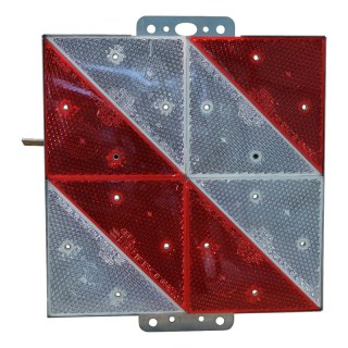 panneau de signalisation de trafic lent 285x285mm rouge + blanc à rayures diagonales droit