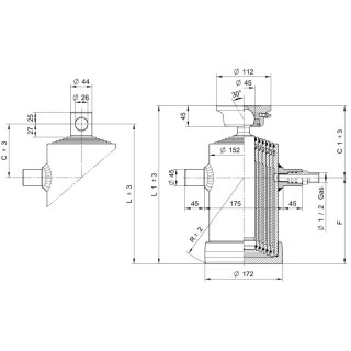 telescopic cylinder 9ton stroke 1480mm 6 stages screw pan