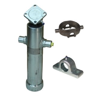 kit de vérins de levage galvanisés 2036Q 5 tonnes, course 1043 mm, 3 étages + vis sans fin galvanisée, bague cardan, œillets de montage et protection anti-rupture de tuyau