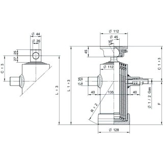 telescopic cylinder 7ton stroke 1390mm 4 stages screw pan