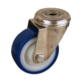 roulette pivotante 80mm série 27 ᠆ 30 trou pour boulon roulement à aiguilles éxécution inox