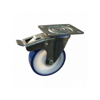 Lenkrolle mit Feststeller 200mm serie 27 ᠆ 30 Plattenbefestigung Rollenlager Edelstahl