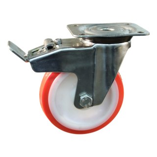 roulette pivotante avec frein 175mm série 27 ᠆ 31 montage de la plaque roulement à aiguilles éxécution inox