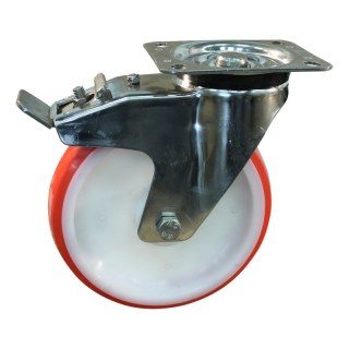 Lenkrolle mit Feststeller 200mm serie 27 ᠆ 31 Plattenbefestigung Gleitlager
