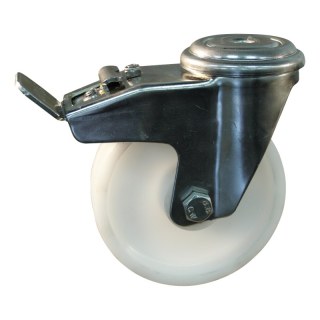 roulette pivotante avec frein 150mm serie 34 ᠆ 30 trou pour boulon roulement à aiguilles éxécution inox