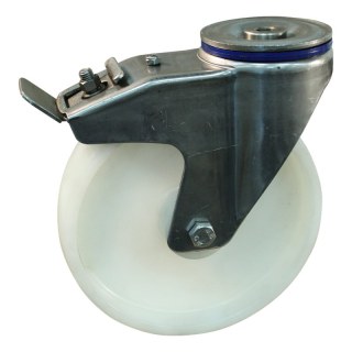 roulette pivotante avec frein 200mm serie 34 ᠆ 31 trou pour boulon roulement à aiguilles éxécution inox