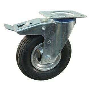 swivel castor with brake 7x1 3/4 (175x45) 1.25x3.8 (200x50) ET0 NL60mm steel C-179 silver grey 15 plate mounting roller bearin
